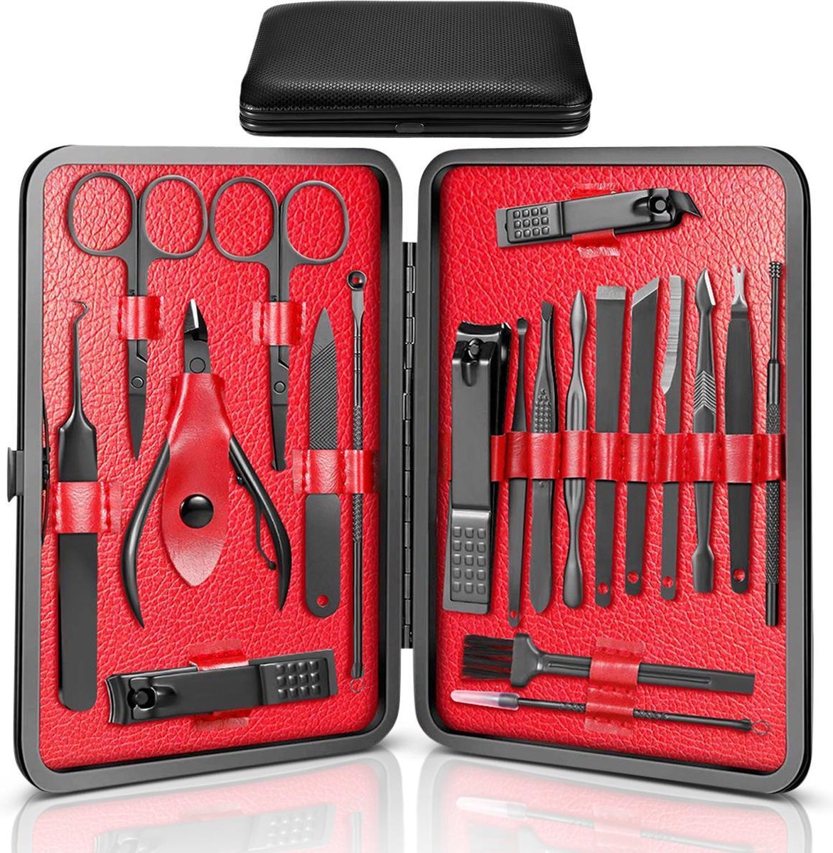Strex Luxe Manicureset / Pedicureset met Lederen Opbergetui - 20 Delig - Manicure Set - Pedicure Set - Manicure Sets - Pedicure Sets