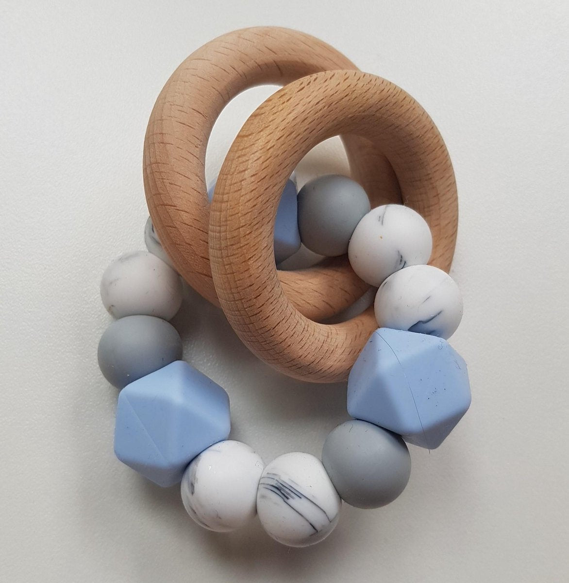 RiFresh | bijtring blauw met marmere siliconen kralen | babyshower