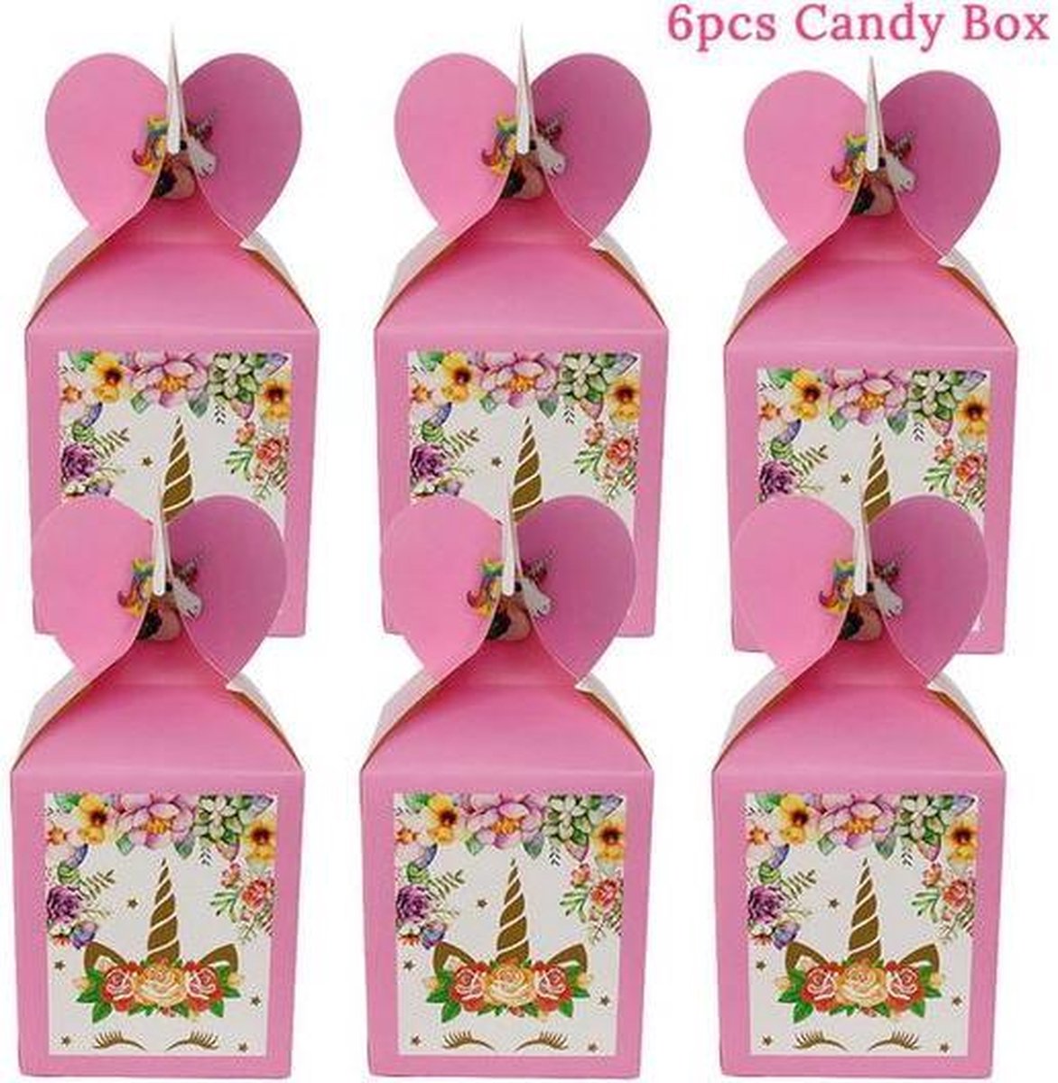 6 stuks eenhoorn-unicorn snoepdoosjes