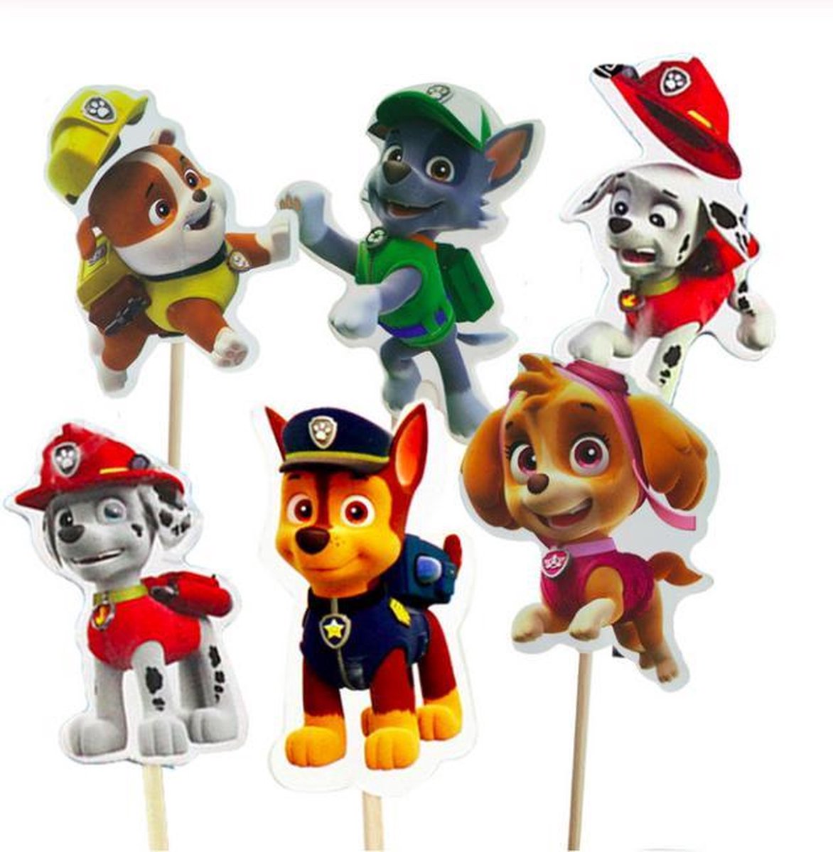 ProductGoods - 48 x Leuke Paw Patrol cocktailprikkers | Verjaardag | Sateprikkers | Traktatie | Feest | Cake topper decoratie | Prikkers