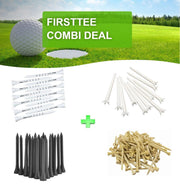 Firsttee - 100 STUKS - COMBI DEAL - AANBIEDING - Bamboe tees EXTRA lang - Tees met MAATstreepjes - Plastic tees met klauwen- 70 MM - 83 MM - Golf accessoires - Cadeau - Golftrainingsmateriaal - Golf swing - Golfballen - Sport - Training - Golfset