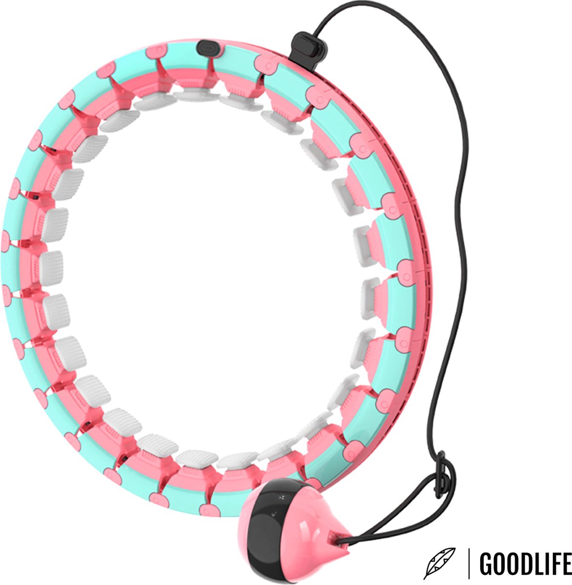 Goodlife®️ Stay-On Hoelahoep - Fitness hoelahoep met verstelbaar gewicht - Hulahoop - Geschikt voor volwassenen en kinderen - Roze