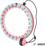 Goodlife®️ Stay-On Hoelahoep - Fitness hoelahoep met verstelbaar gewicht - Hulahoop - Geschikt voor volwassenen en kinderen - Roze