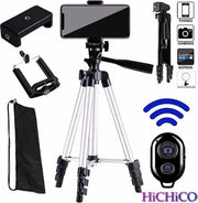 Tripod Camera Statief Zilver Inclusief Bluetooth Remote Shutter – HiCHiCO