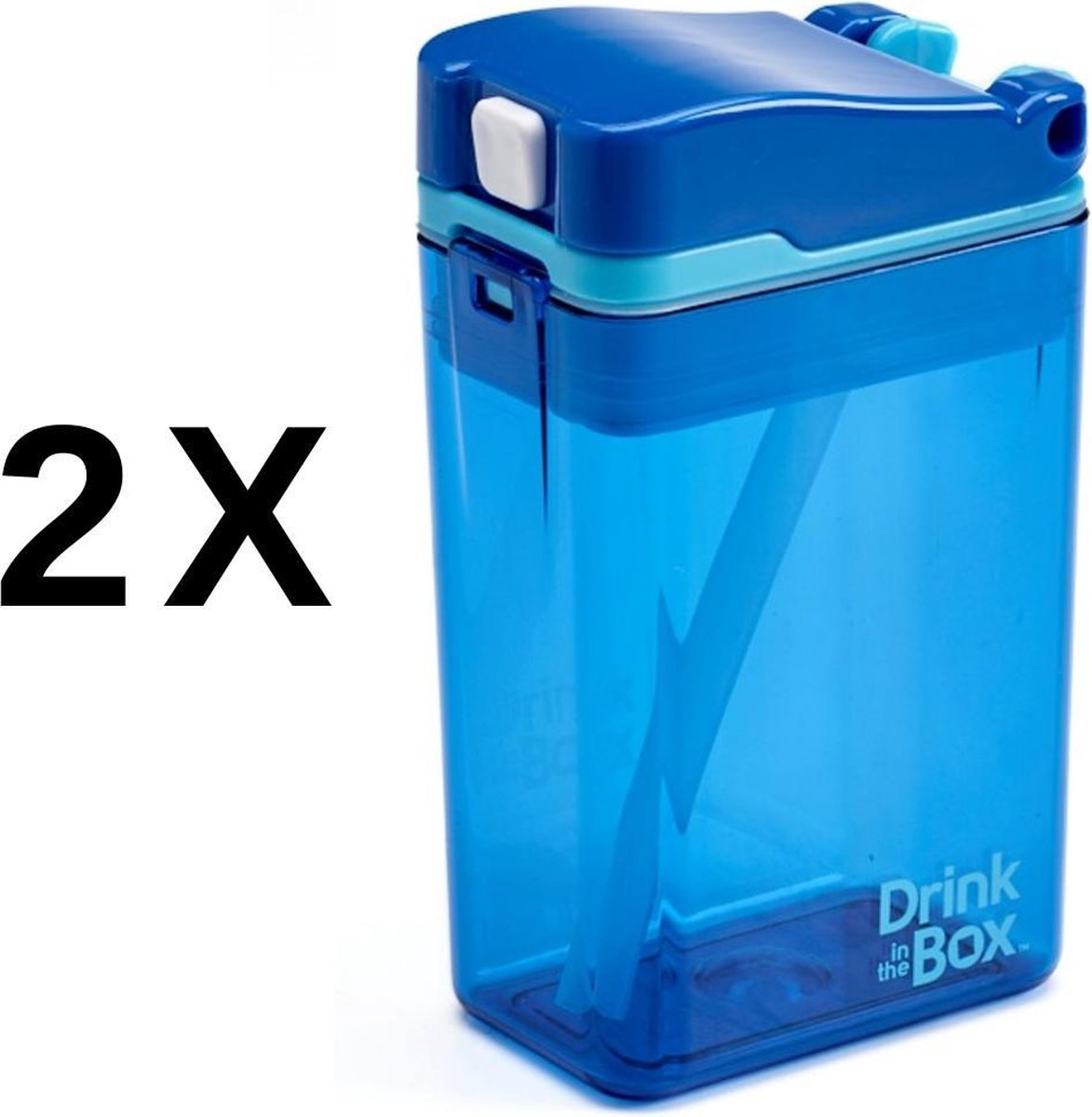 Drink in the Box - 2 x Blauw - Duo Pack - Twee Hervulbare Drinkpakjes - Stevig en Duurzaam - 2 x 24 cl