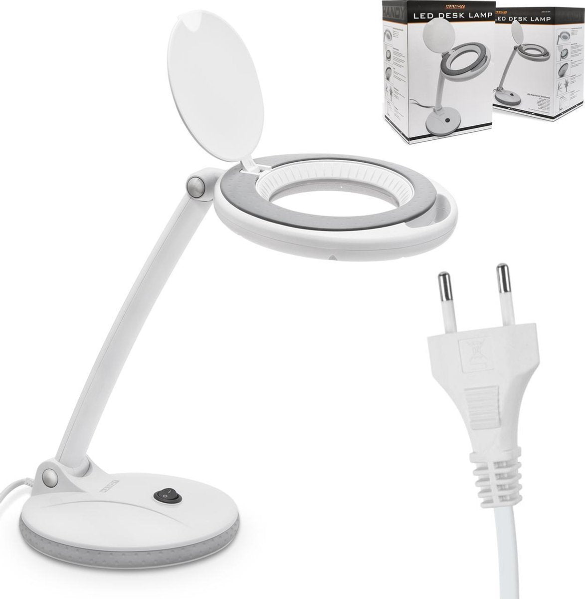 HANDY - Bureau Loep Lamp op Standaard - Vergrootglas met verlichting - Op Netstroom - 100MM Glas - Loeplamp - Diamond Painting/Hobby/Soldeer vergrootglas met Licht en Standaard