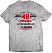 49 Jaar Legend - Feest kado T-Shirt Heren / Dames - Antraciet Grijs / Rood - Perfect Verjaardag Cadeau Shirt - grappige Spreuken