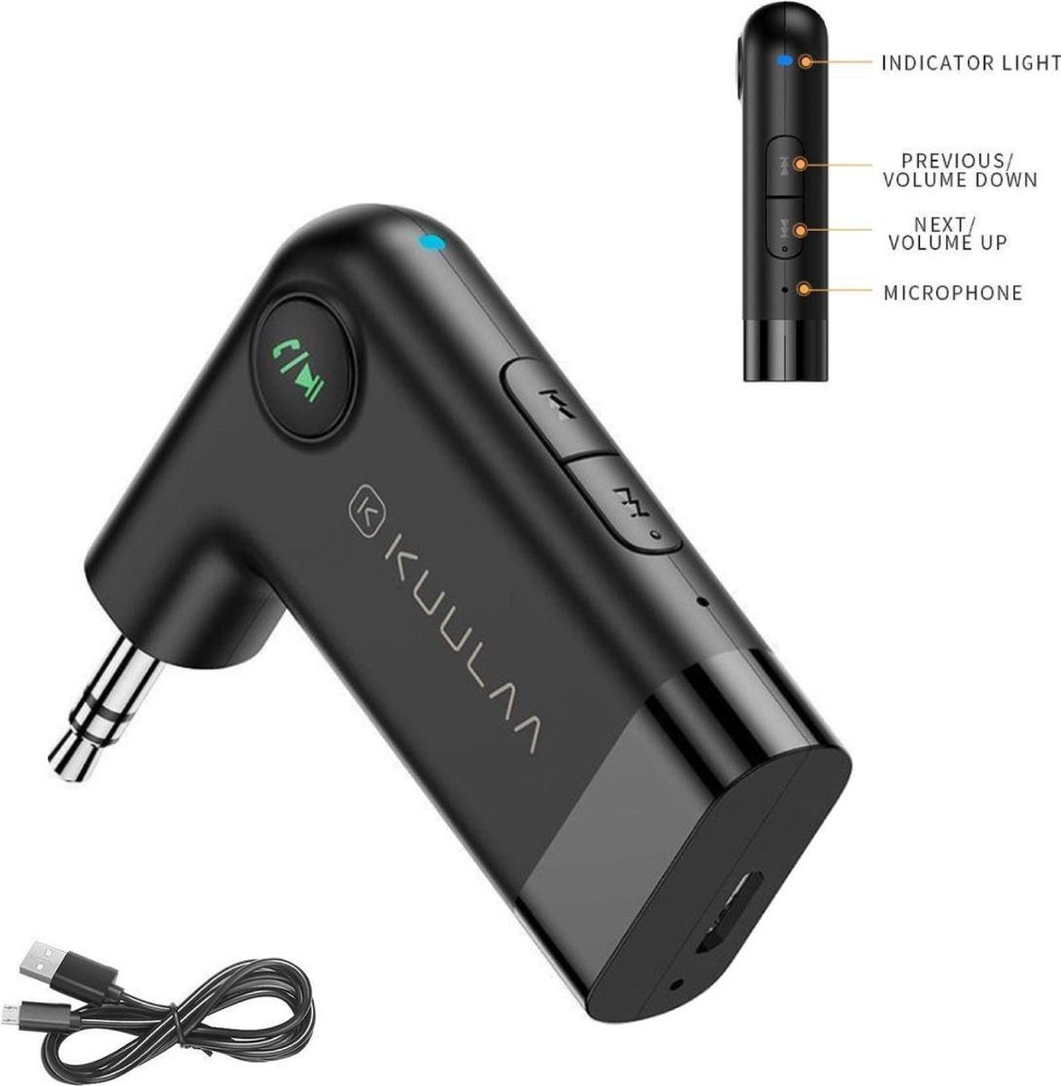 Sounix Bluetooth Receiver KS - BT 5.0 - 3.5MM AUX - Bluetooth Ontvanger - Handsfree Bellen - Bluetooth Audio Receiver - Bluetooth via AUX