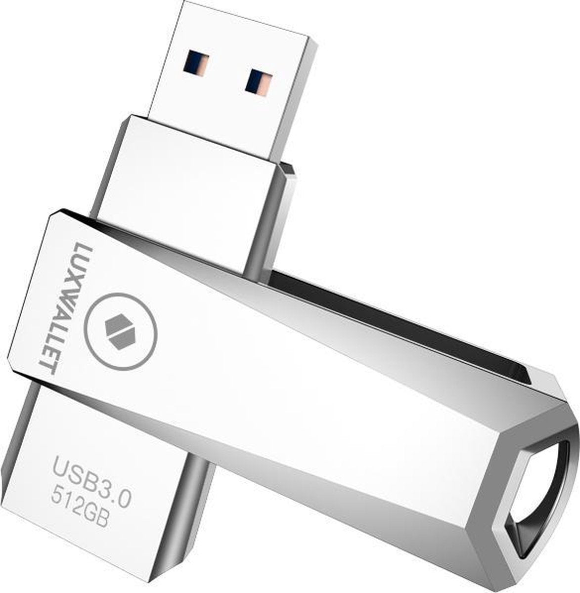 LUXWALLET PROX2 - Metalen USB 3.0 stick - 512GB - USB 3.0 - Draagbare Opslag Flash drive – Geheugen Stick + 360 ° rotatie