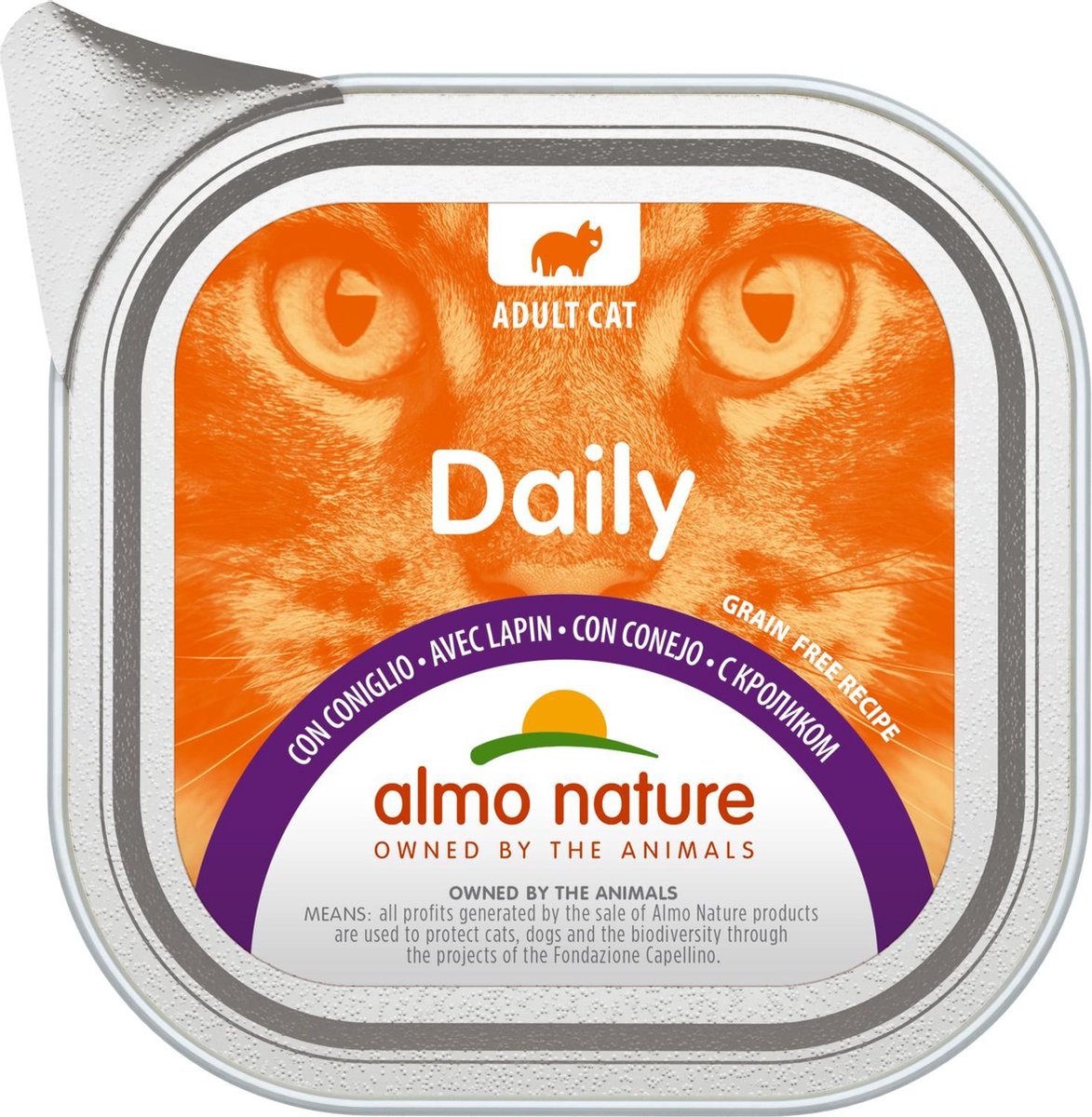 Almo Nature  Natvoer voor Katten - Daily Menu Kuipje - 32 x  100g - met Konijn - 32 x 100 gram