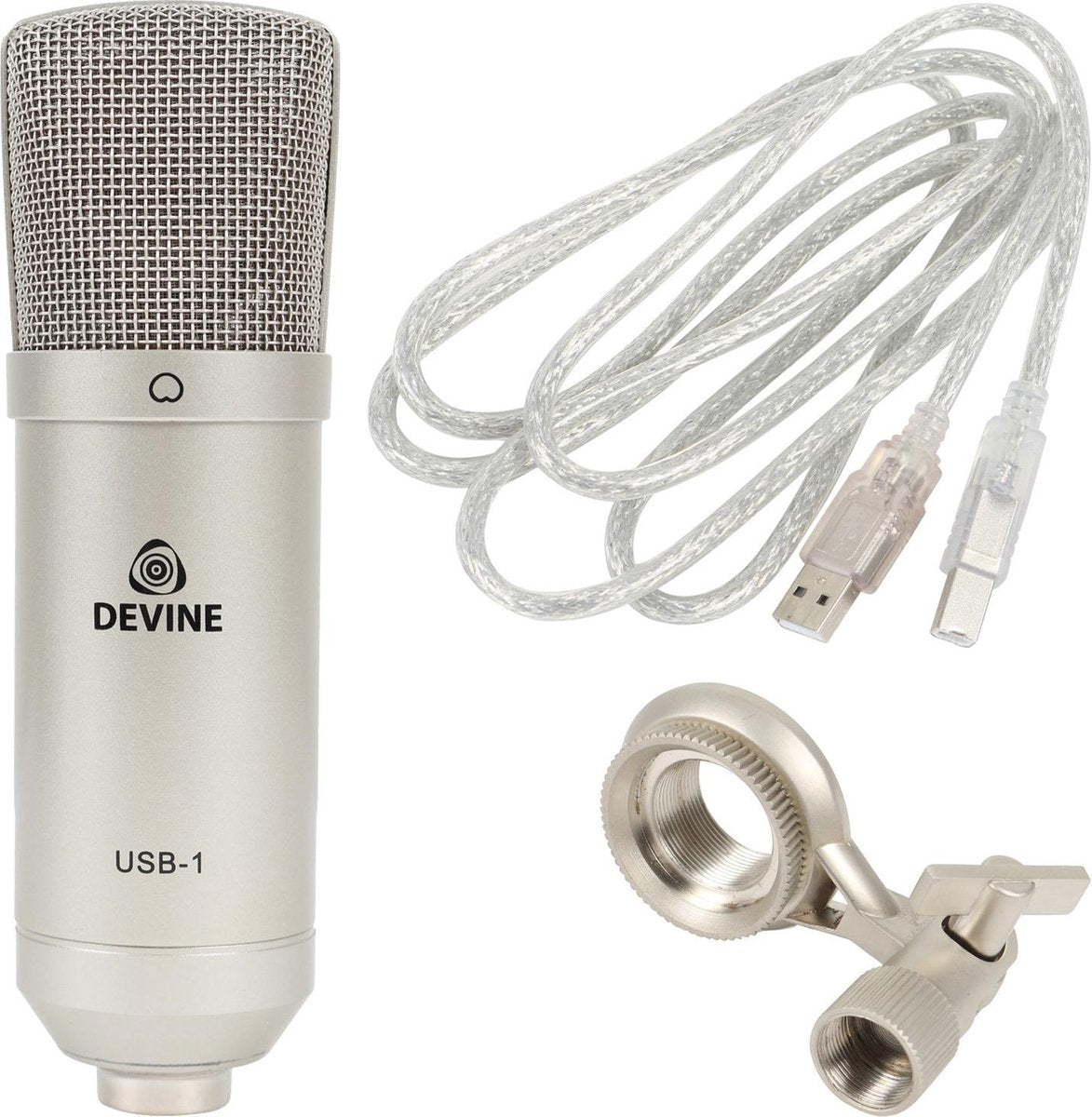 De Devine USB-1 is een plug-and-play studiomicrofoon. Hij is compact genoeg om een plekje te vinden in iedere tas. Met zijn ingebouwde audio-interface bent u altijd klaar voor opname. De USB-1 is zeer geschikt voor vocalen.