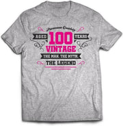 100 Jaar Legend - Feest kado T-Shirt Heren / Dames - Antraciet Grijs / Roze - Perfect Verjaardag Cadeau Shirt - grappige Spreuken