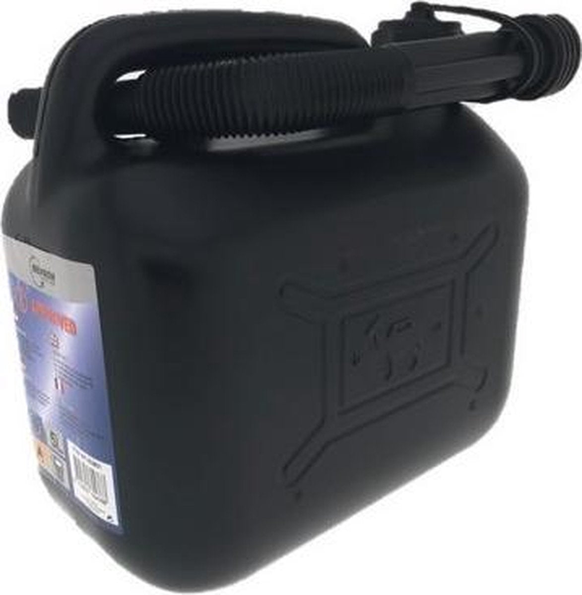 Jerrycan zwart voor brandstof - 5 liter - inclusief schenktuit - benzine / diesel