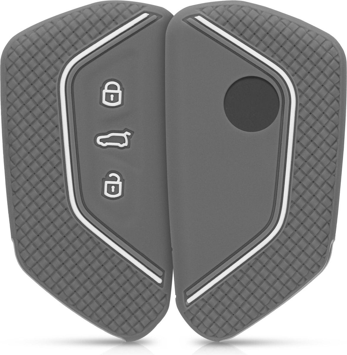 kwmobile autosleutelhoes voor VW Golf 8 3-knops autosleutel - Siliconen beschermhoes in grijs / wit