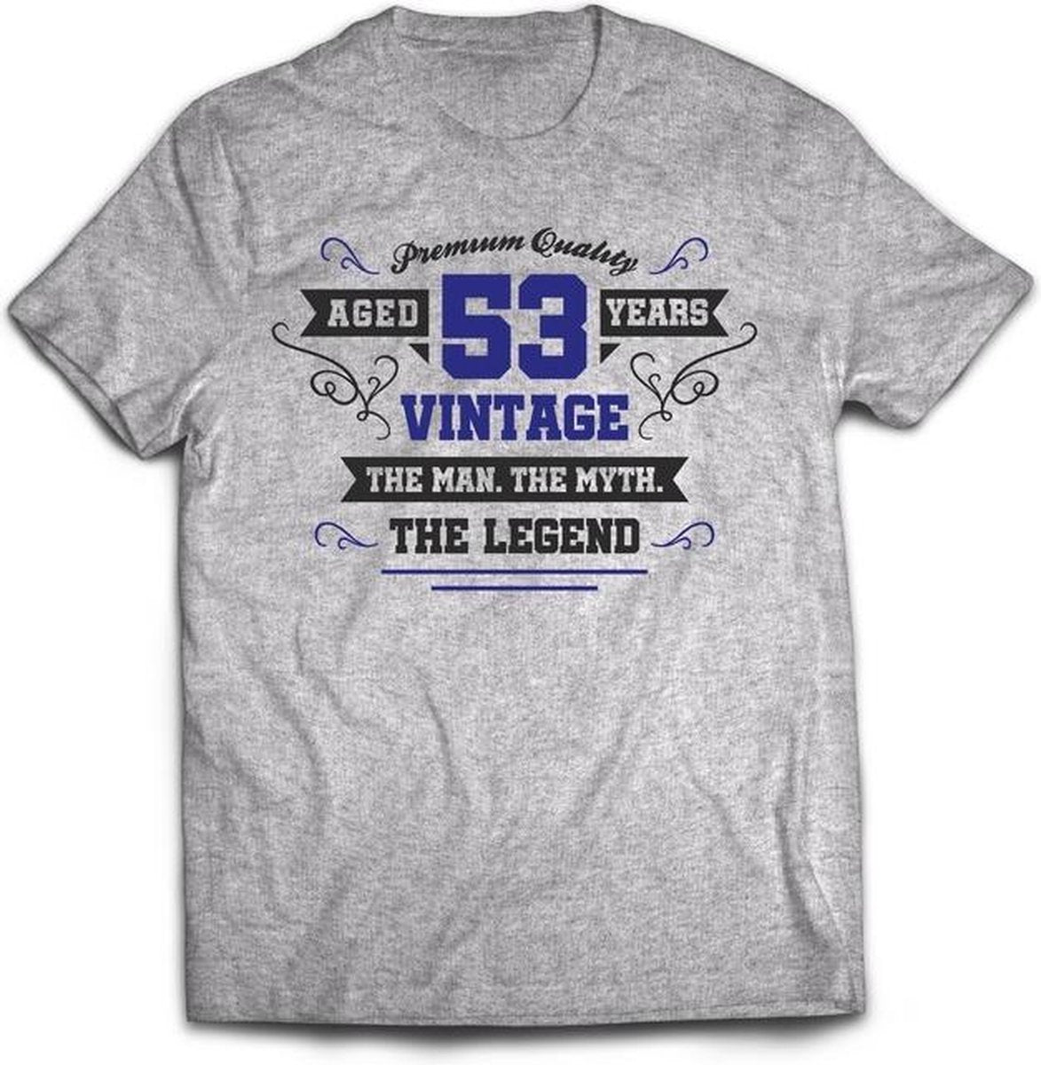 53 Jaar Legend - Feest kado T-Shirt Heren / Dames - Antraciet Grijs / Donker Blauw - Perfect Verjaardag Cadeau Shirt - grappige Spreuken