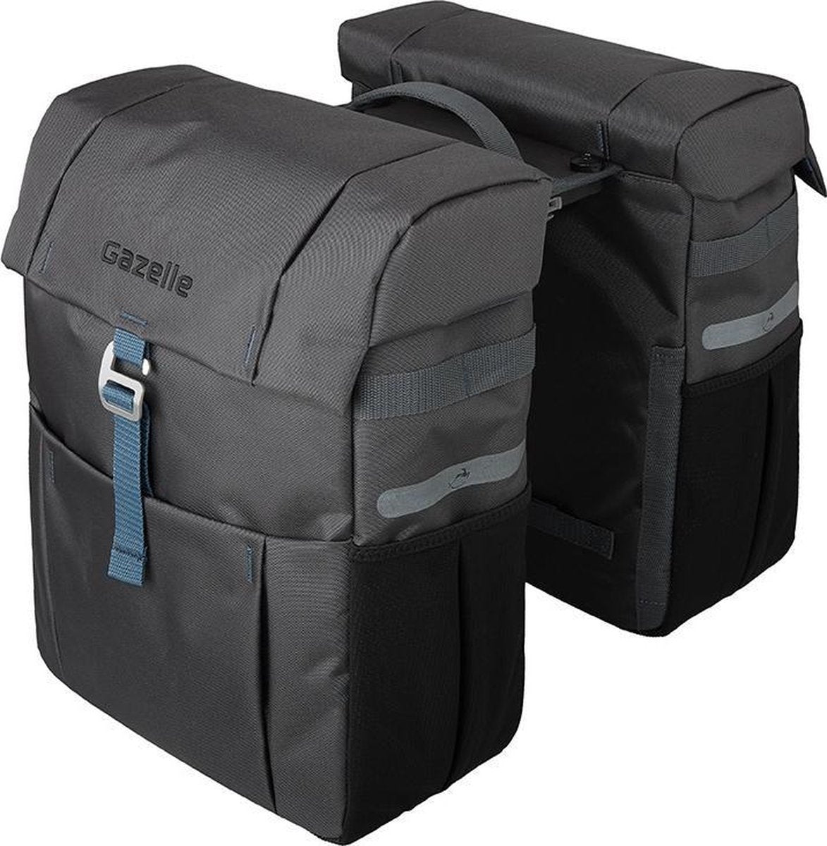 Dubbele fietstas Gazelle met MIK adapter 37 liter 31 x 40 x 15 (2x) - antraciet/blauw