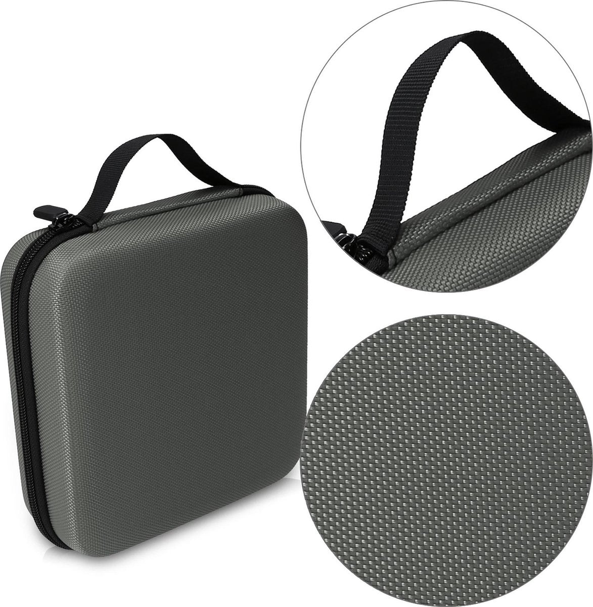 kwmobile Opbergtas voor Tonie-figuren - Nylon tas voor 20 Tonies - Harde opbergcase in antraciet