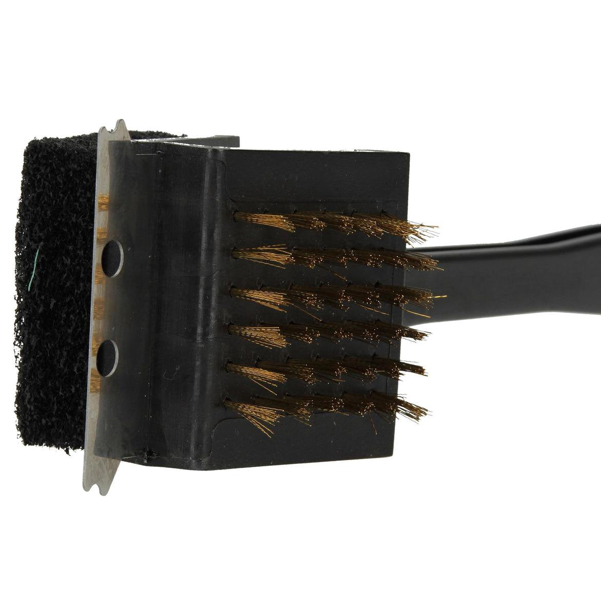 Hardstalen Barbecue Schoonmaak Borstel – Zwart Goud – 27x7x7cm | BBQ Gereedschap | 2 in 1 Borstel voor Schuren en Afwrijven
