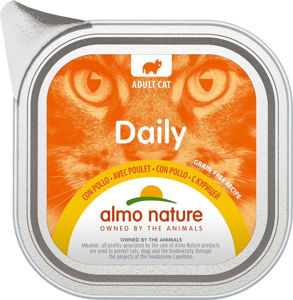 Almo Nature  Natvoer voor Katten - Daily Menu Kuipje - 32 x  100g - met Kip - 32 x 100 gram