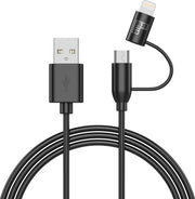 BeHello Telefoon en iPhone Laad en Sync 2-in-1 Lightning - Micro-USB Kabel (1m) Zwart