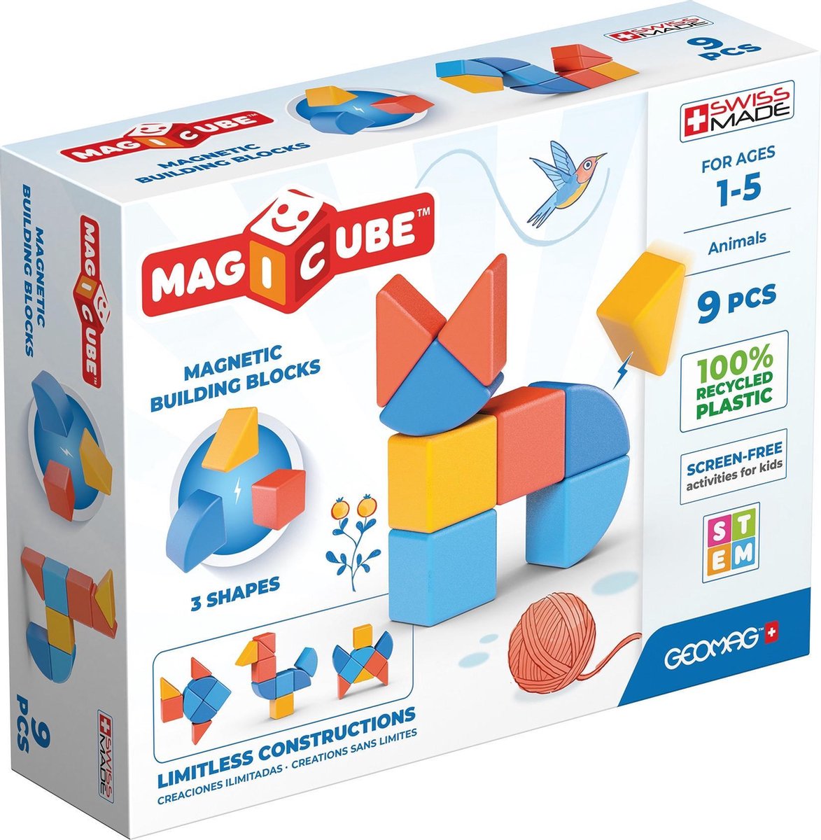 Geomag Magicube 3 Shapes Recycled Animals 9 delig