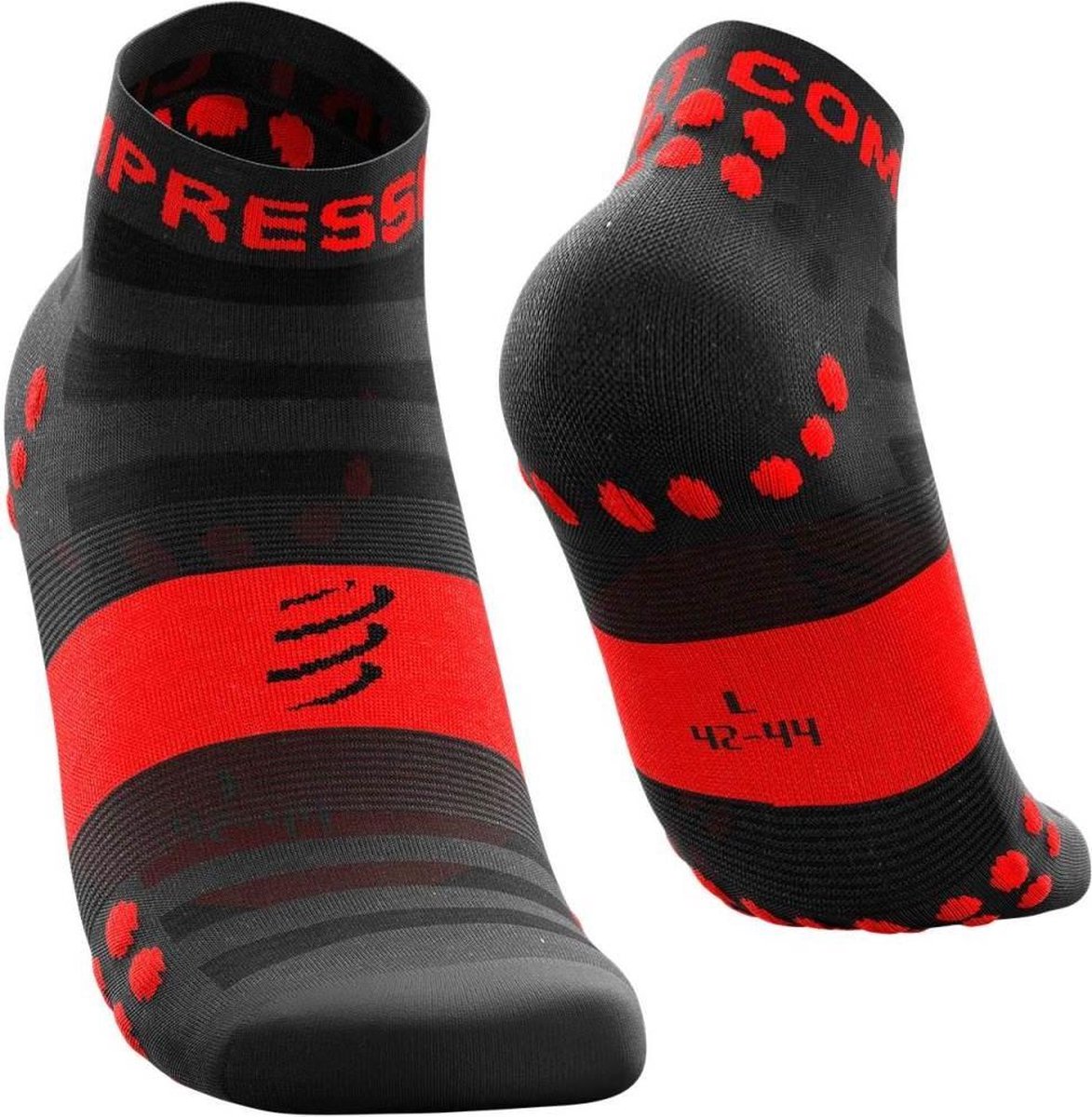 Compressport Racing Socks V3.0 Run High - zwart/rood - maat 42-44