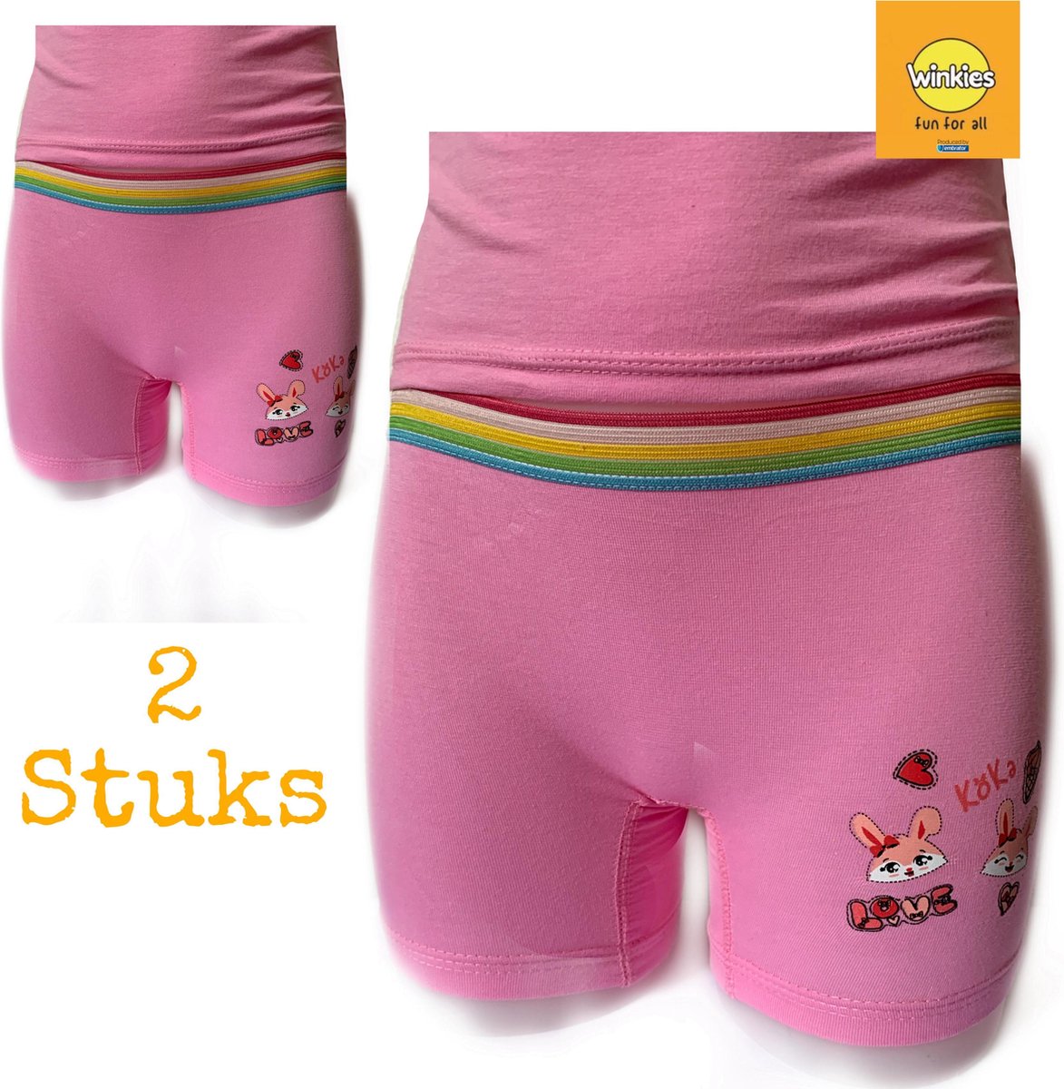 Embrator 2-stuks meisjes Boxershort met opdruk roze maat 86/92