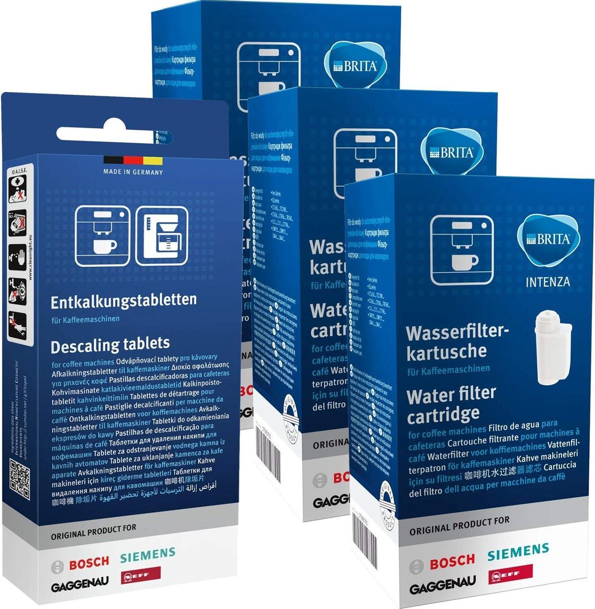 3x Brita Intenza Waterfilter - Bosch/Siemens waterfilter TCZ7003 / TZ70003 / 575491 + Bosch/Siemens ontkalkingstablet tz80002