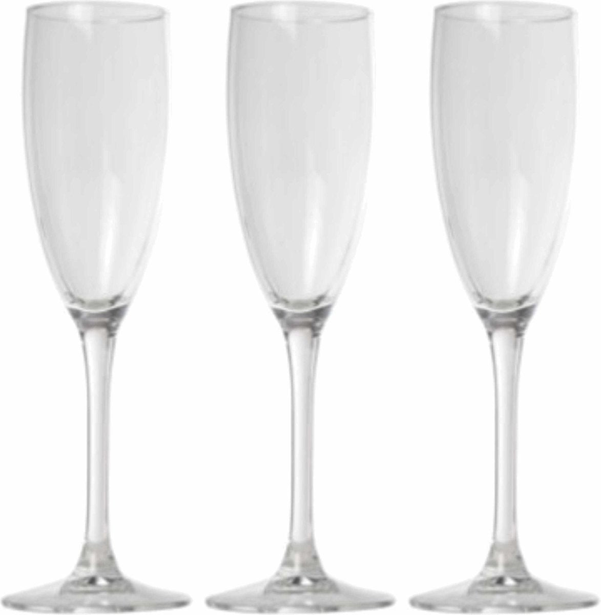 6x Stuks champagneglazen van glas 260 ml  - Glazen op voet voor Champagne/bubbels of Cava