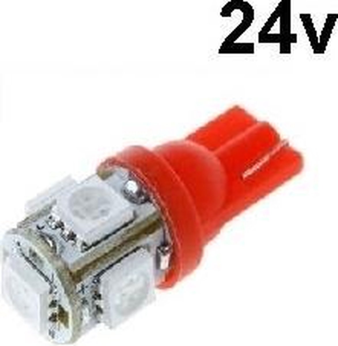 T10 - 24 volt - 5 LED - 5050 SMD - ROOD