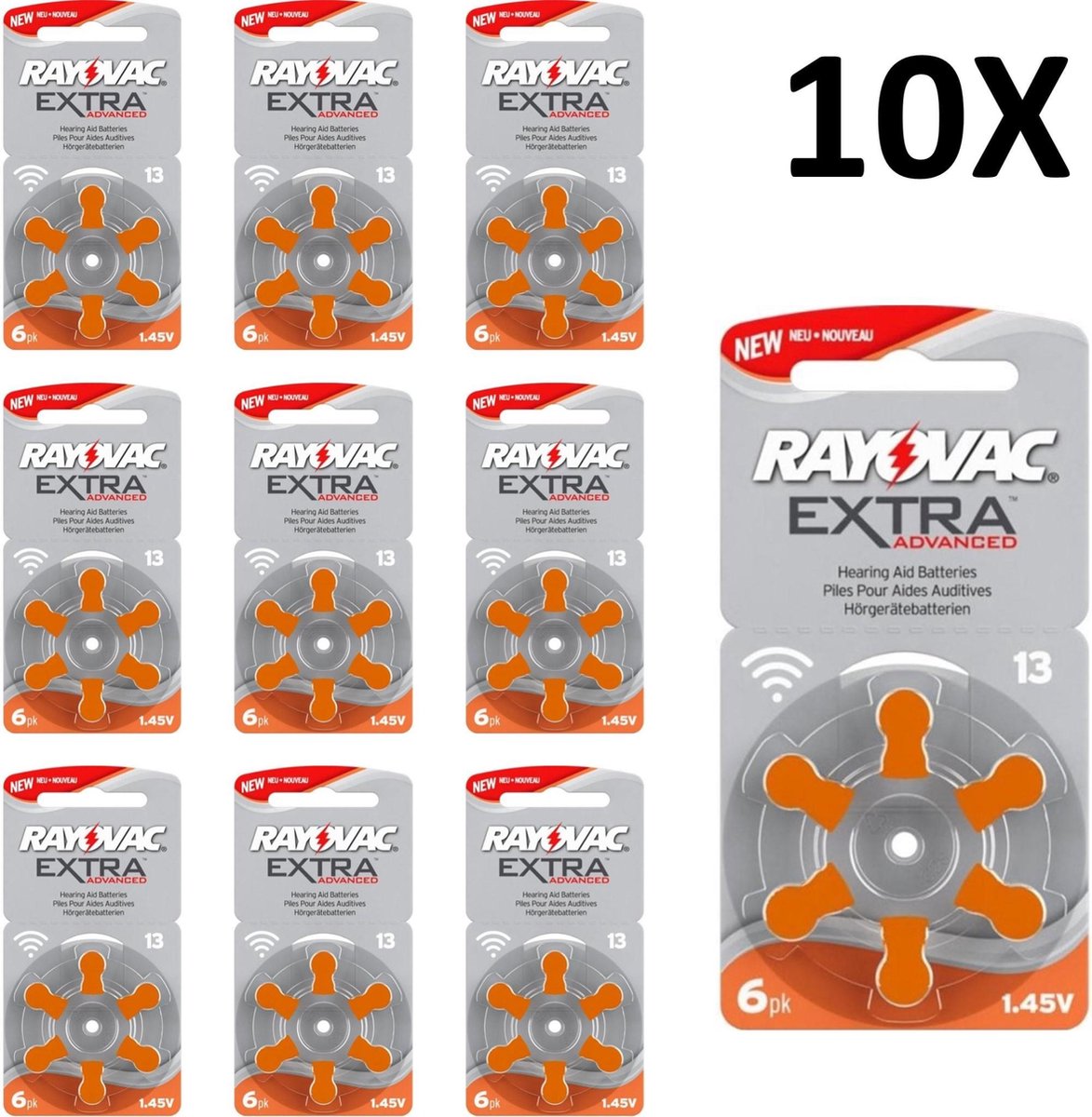 Rayovac extra advanced gehoorapparaat batterijen - 13 - oranje - 10 x 6 stuks