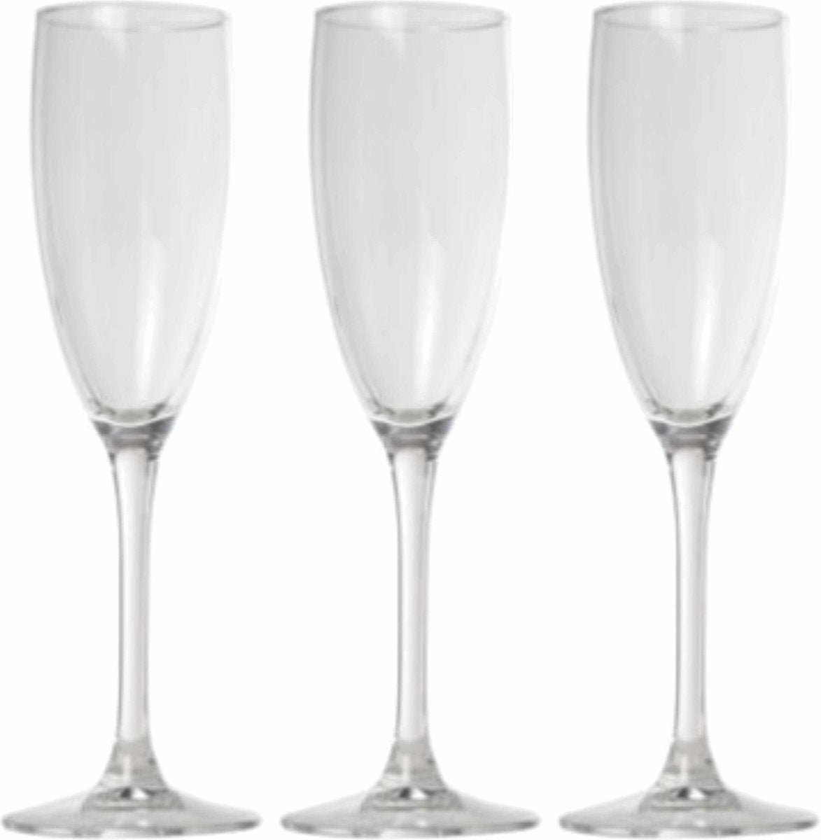 24x Stuks champagneglazen van glas 160 ml  - Glazen op voet voor Champagne/bubbels of Cava