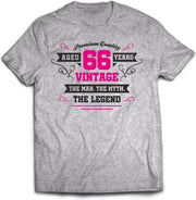 66 Jaar Legend - Feest kado T-Shirt Heren / Dames - Antraciet Grijs / Roze - Perfect Verjaardag Cadeau Shirt - grappige Spreuken