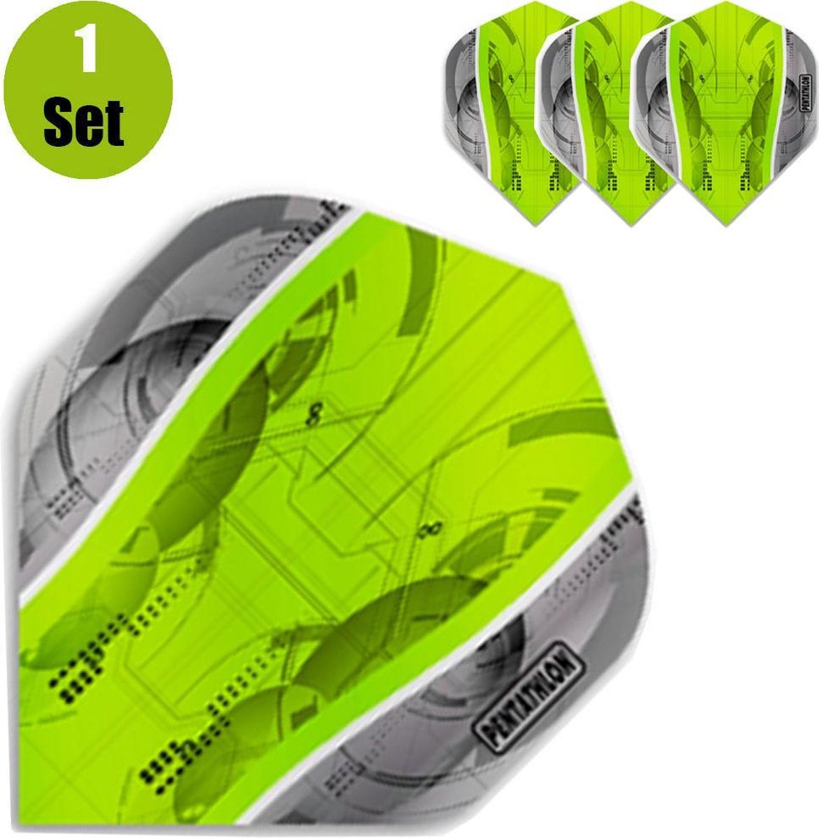 Pentathlon Silver Edge Dartflights - Groen- ()