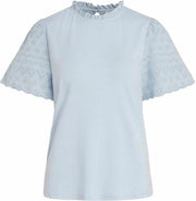 Viselva Crochet T-shirt 14063831 Cashmere Blue