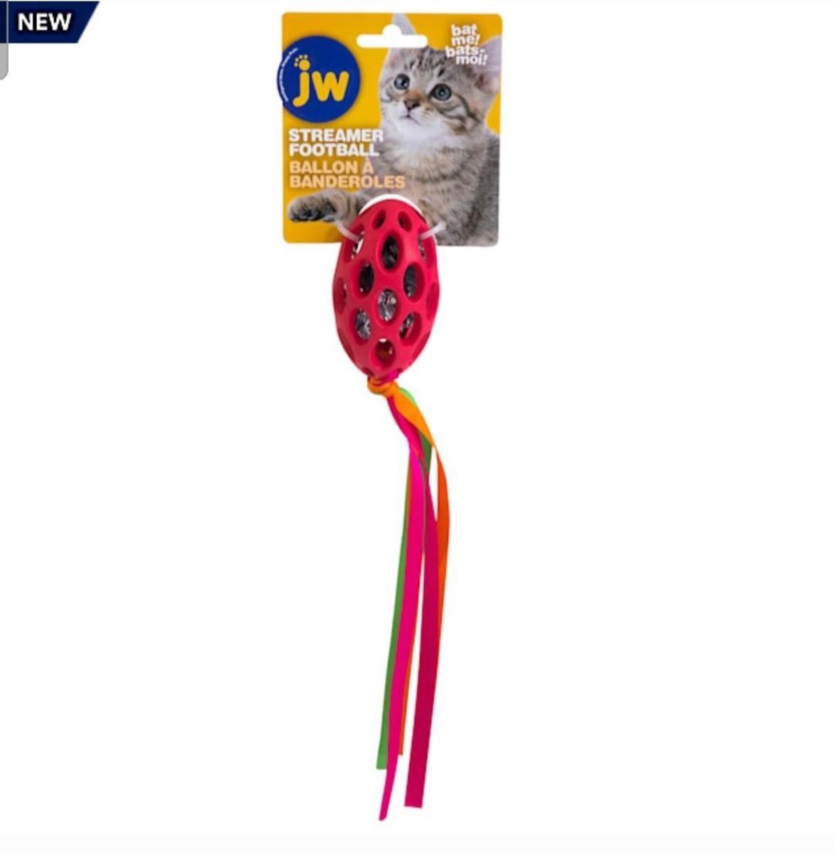 Jw cataction kattenspeelgoed football met streamers