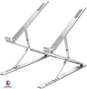 Laptop standaard -  Dubbele verstelbare - ergonomisch - Aluminium - Betere koeling voor laptop - stevige constructie met opberghoes - kleur zilver