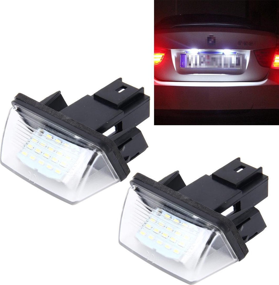 2 STKS Kentekenplaatverlichting met 24 SMD-3528 Lampen voor Peugeot Citroen (Wit Licht)