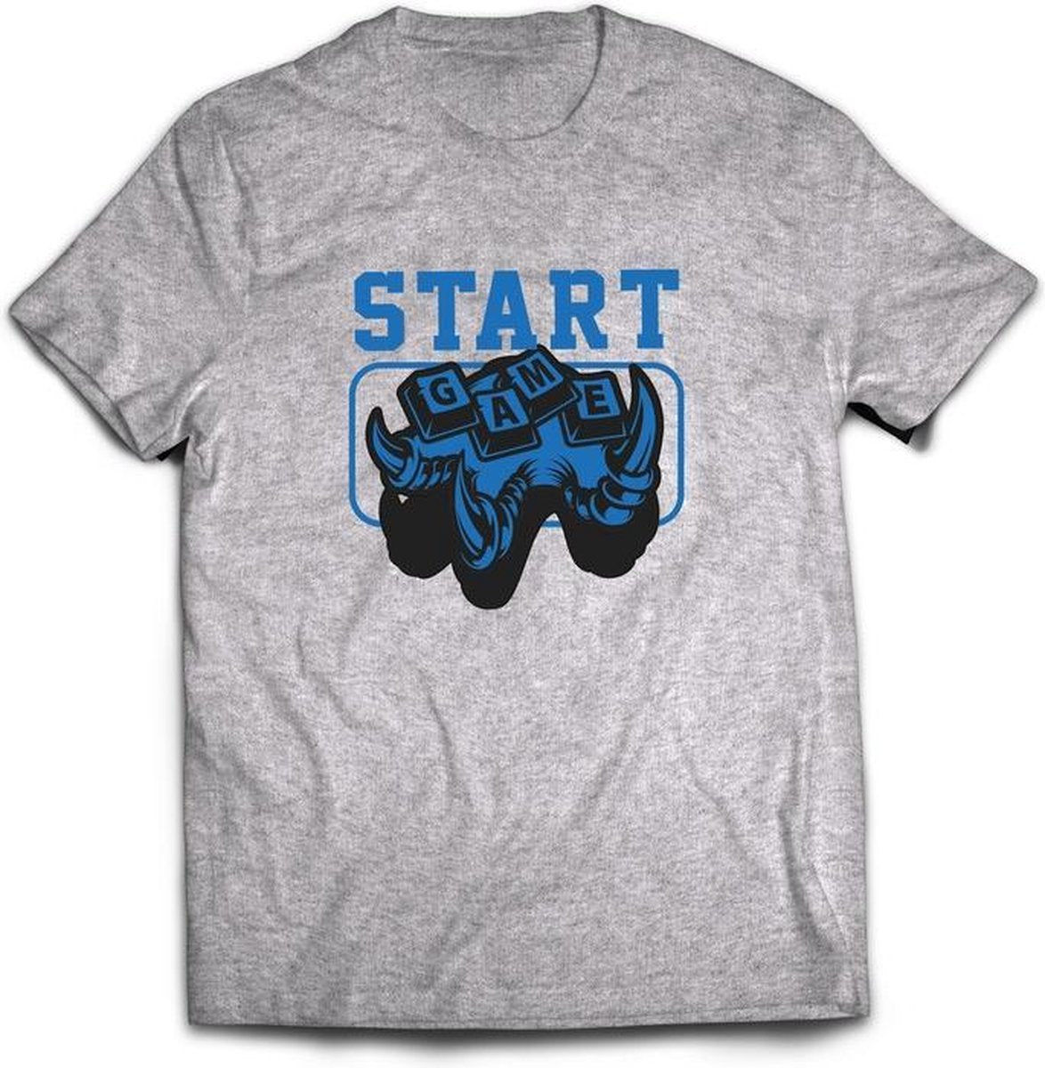 Start the game | Grijs Gaming kado T-Shirt heren - dames | Donkerblauw | Perfect game pc cadeau shirt | Grappige console spreuken - zinnen - teksten
