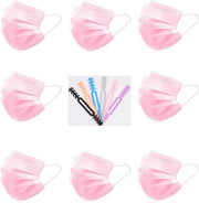 Roze Wegwerp Mondmaskers | 100 Gekleurde Mondkapjes | Met 6 Earsavers Mixed Kleuren | 3 Laags | Hoogste Kwaliteitsgarantie