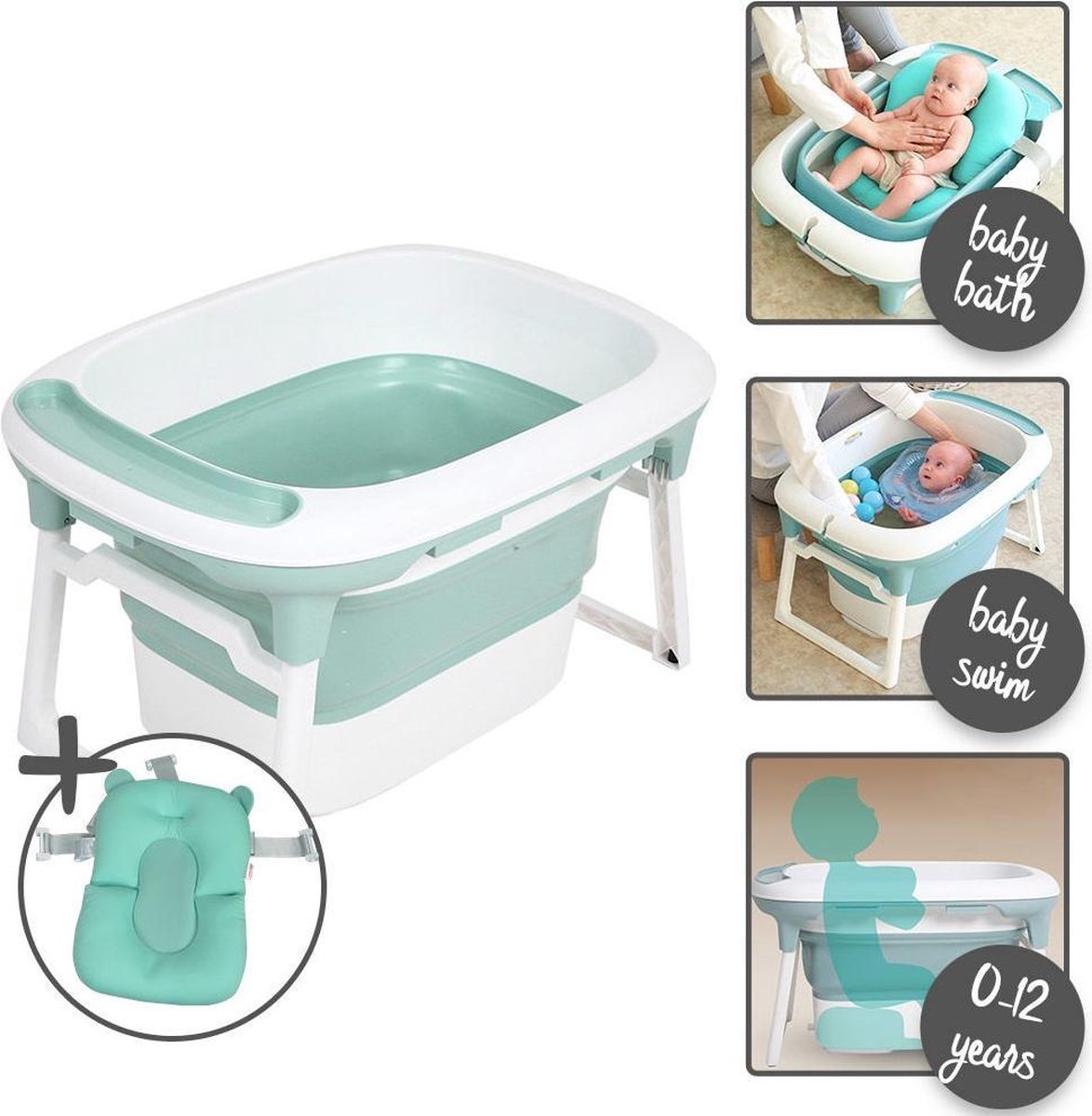 Baninni 3-in-1 opvouwbaar Bagno babybadje - inclusief badkussen - Groen