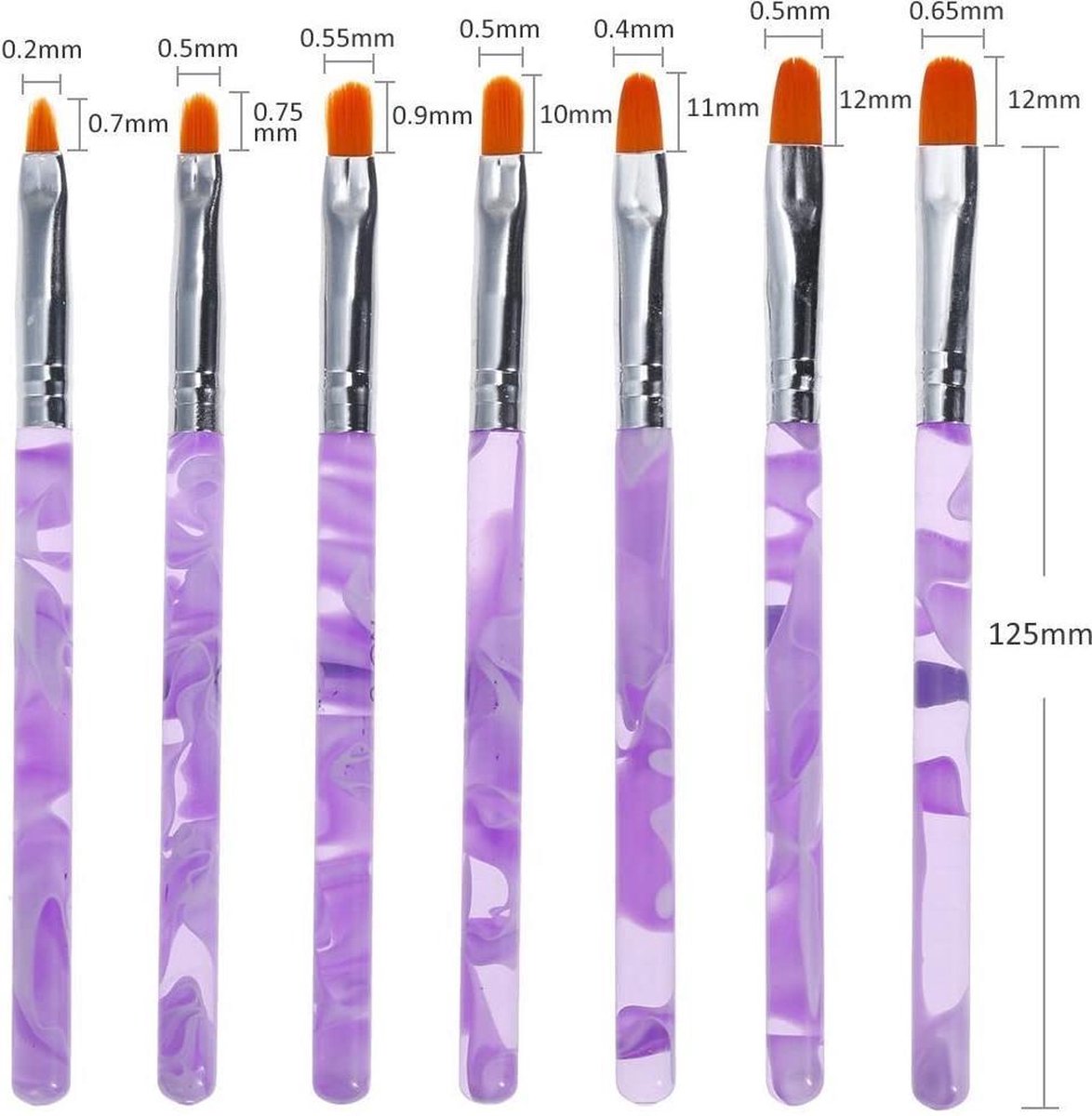 Kwastenset 7-delig voor nailart
