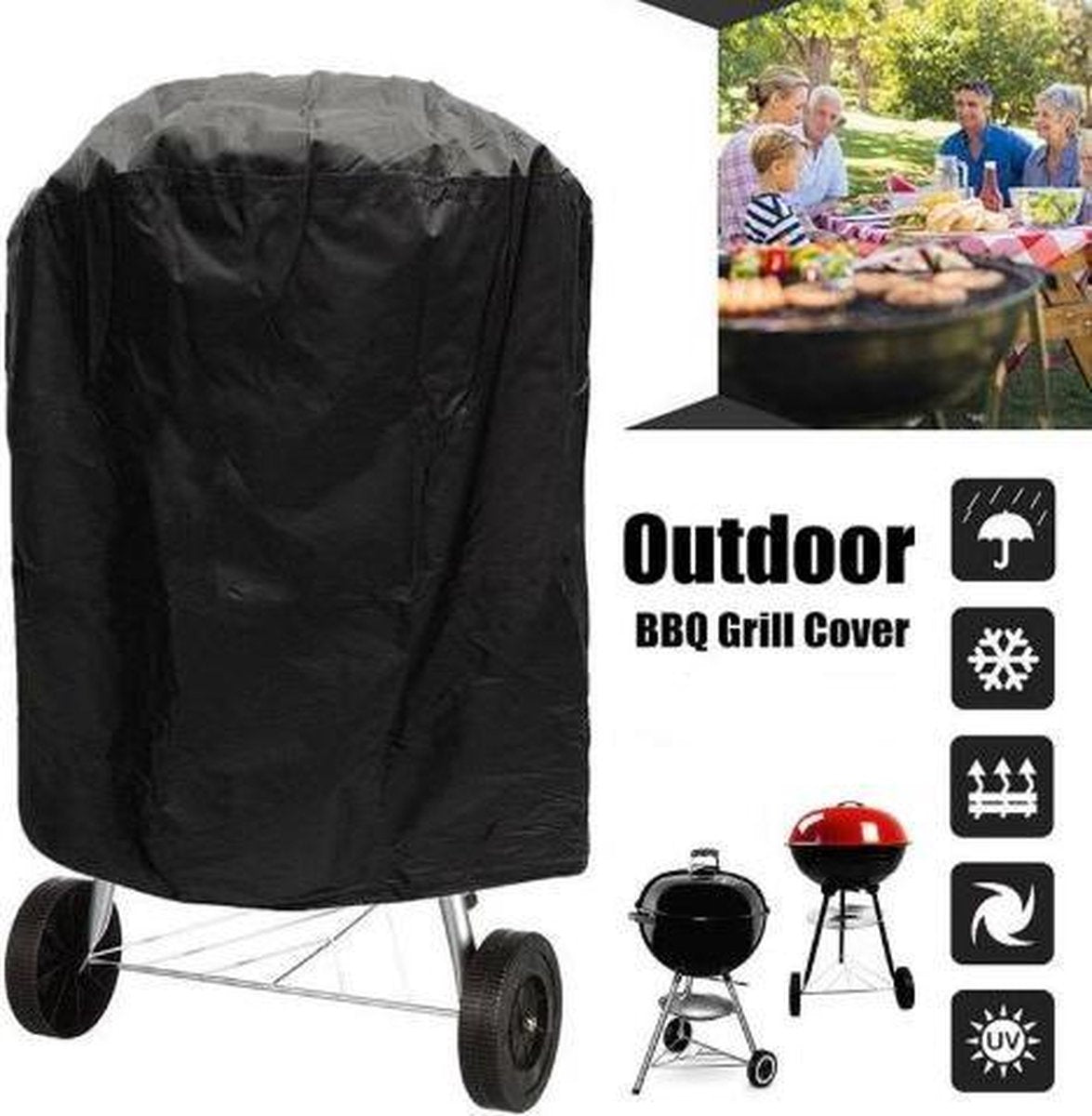 Barbecue beschermhoes - 56 cm (diameter) x 71 cm (h) - rond