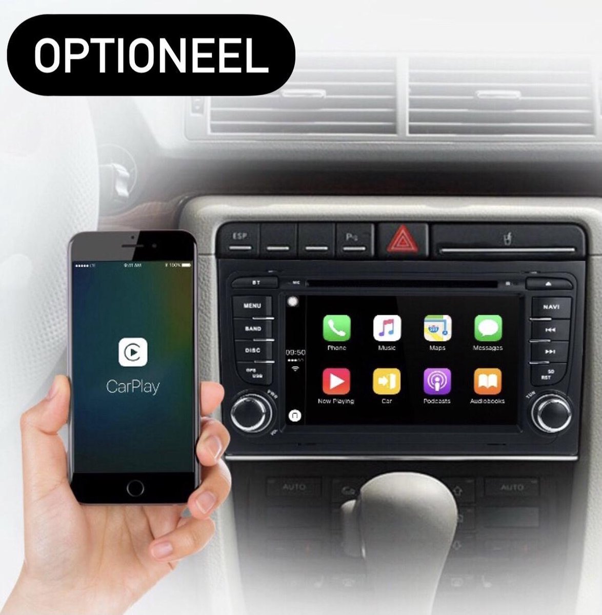 Audi A4 2000-2008 Android 10 Navigatie en Multimediasysteem DVD speler Bluetooth USB WiFi 1+16GB