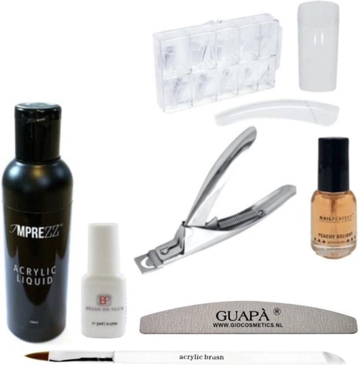 GUAPÀ - Acryl Starterspakket Nagel & Nagelverlenging - Acryl Penseel / Acryl Vloeistof / Kunstnagels