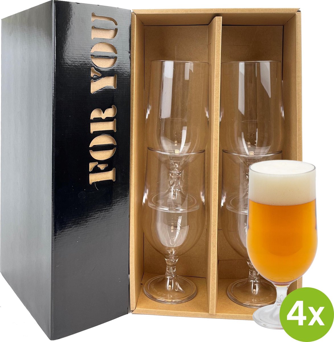 4x Bierglas Leipzig 42cl cadeauset | Onbreekbare kunststof / plastic drinkglazen