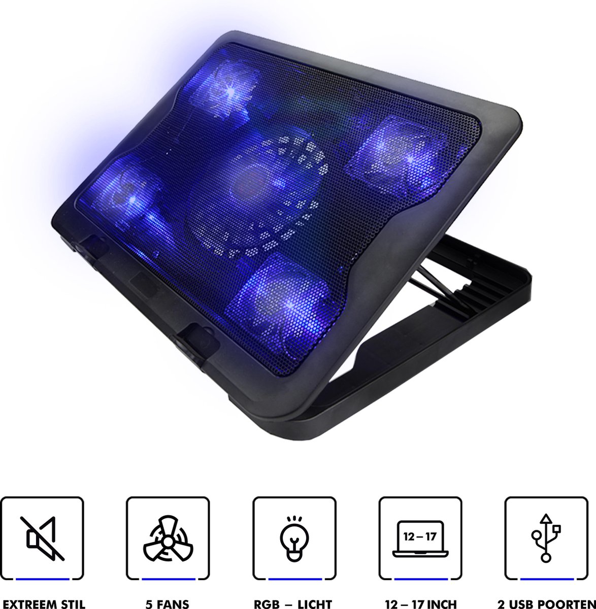 Greenure laptop koeler - Cooler - cooling pad - standaard - tot 17 inch - verstelbaar