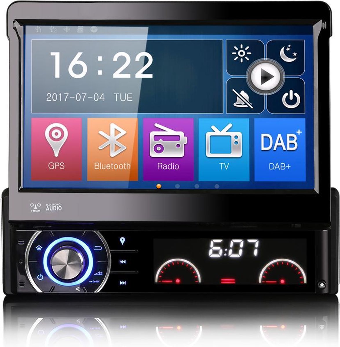 1Din autoradio – met navigatie – Klapscherm – Gratis Camera – Bluetooth – CD – DVD – Gesch