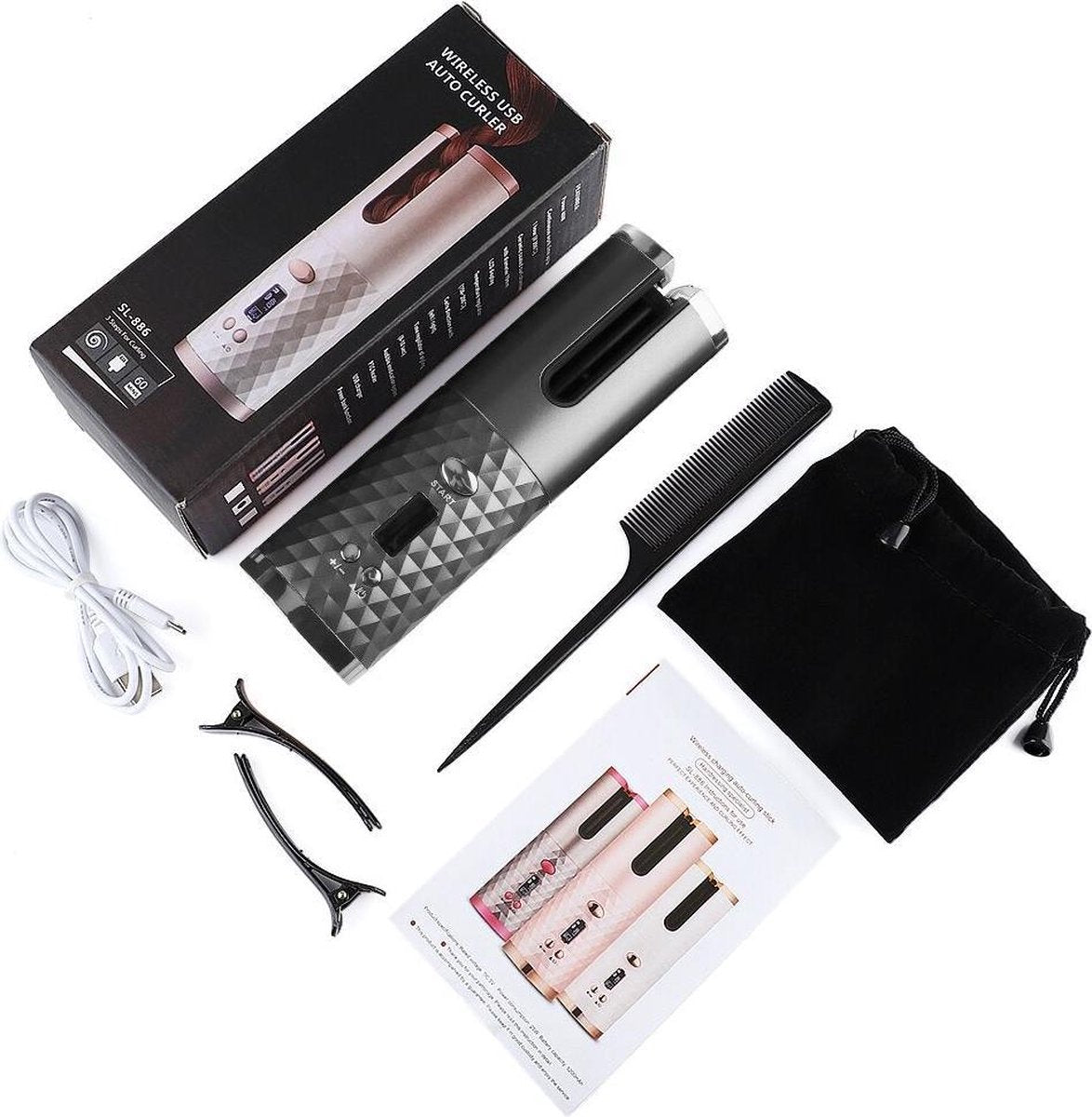 Shella Hair Designer| Krultang Met Keramisch Scherm | Compact Formaat |Zwart