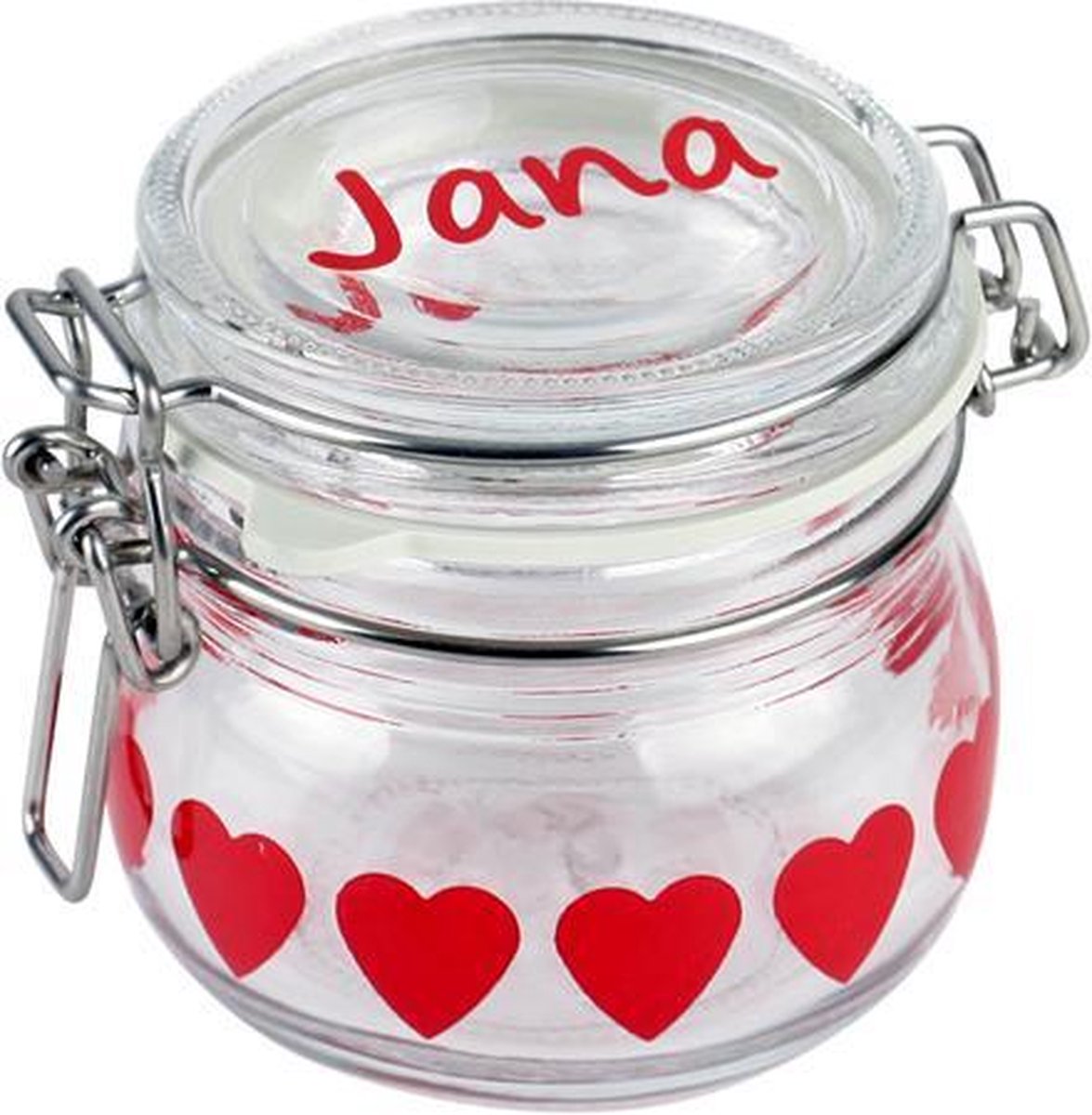 Leuk kado met naam - snoeppot type hartjes - glas‎‎ - 0